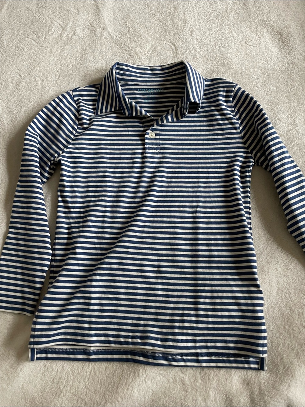 Crewcuts Blue & White Striped Long-Sleeve Polo